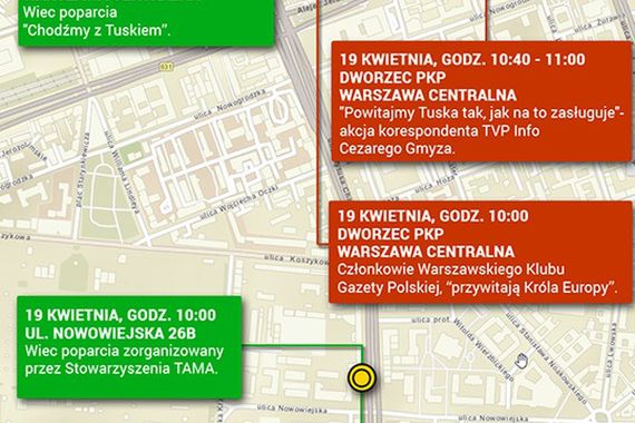 Donald Tusk w Warszawie. Publikujemy mapę demonstracji