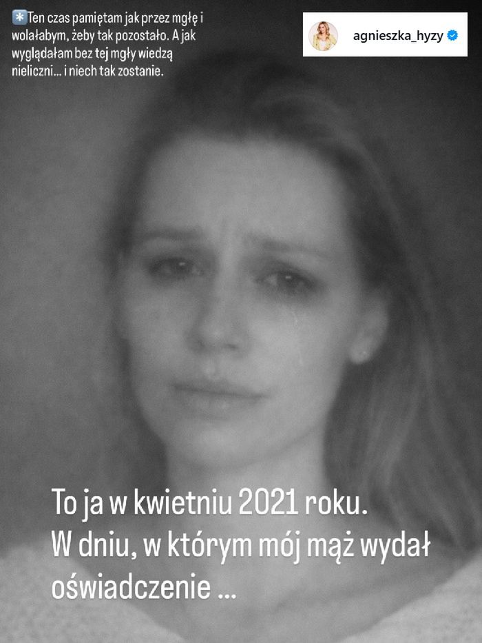 Wpis Agnieszki Hyży na Instagramie