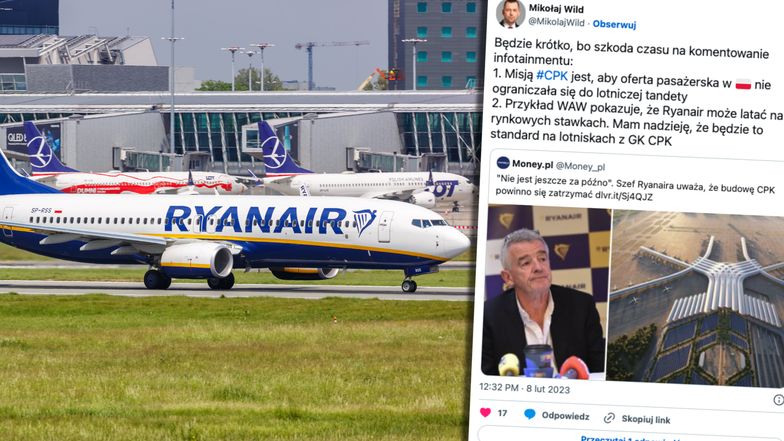 Prezes spółki CPK odpowiada szefowi Ryanaira. Pisze o "lotniczej tandecie"