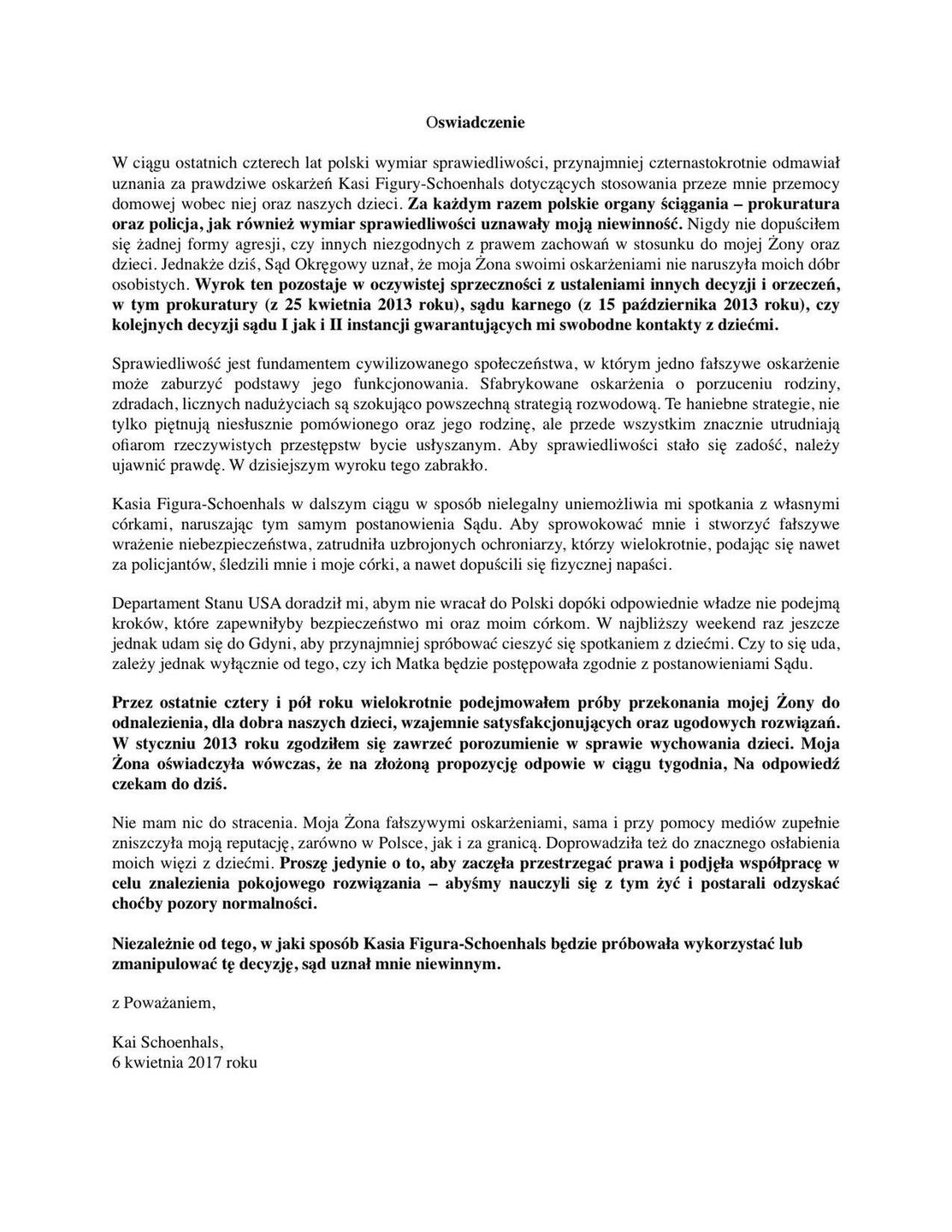 Mąż Katarzyny Figury wydał oświadczenie