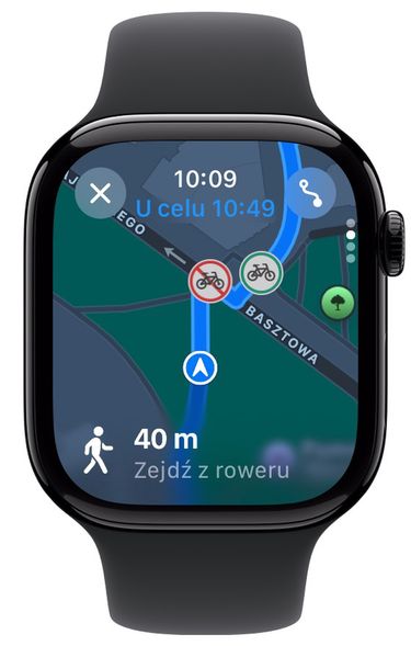 Informacja, gdzie należy zejść z roweru
