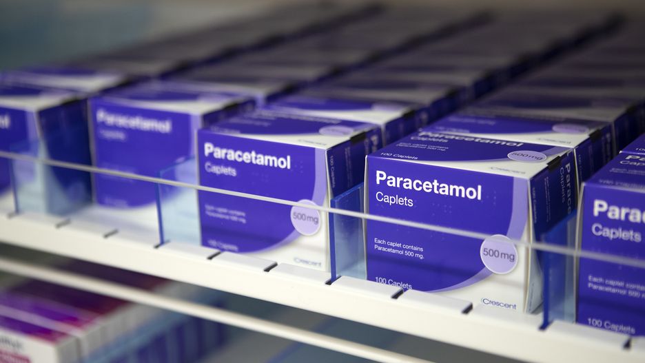 Paracetamol on the shelves in new pharmacy at the completed NHS Louisa Jordan hospital, built at the SEC Centre in Glasgow, to care for coronavirus patients. (Photo by Jane Barlow/PA Images via Getty Images)