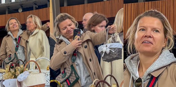 Wyposażona w torebkę za 7 tysięcy złotych Marta Manowska święci pokarm w kościele (ZDJĘCIA)