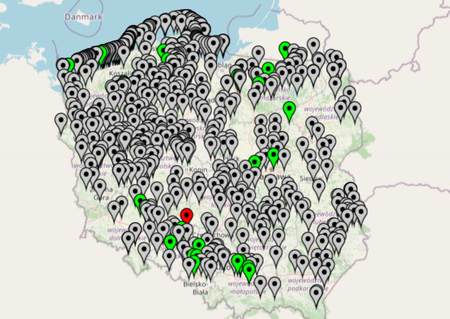 Mapa Polski w szarych punktach. Co to oznacza?