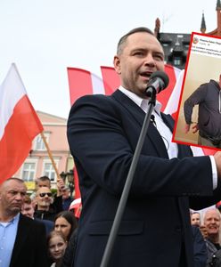 Awantura na wiecu Nawrockiego. Zaczęło się od plakatu