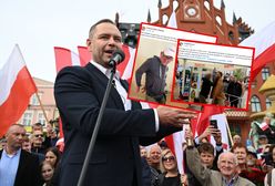 Awantura na wiecu Nawrockiego. Zaczęło się od plakatu