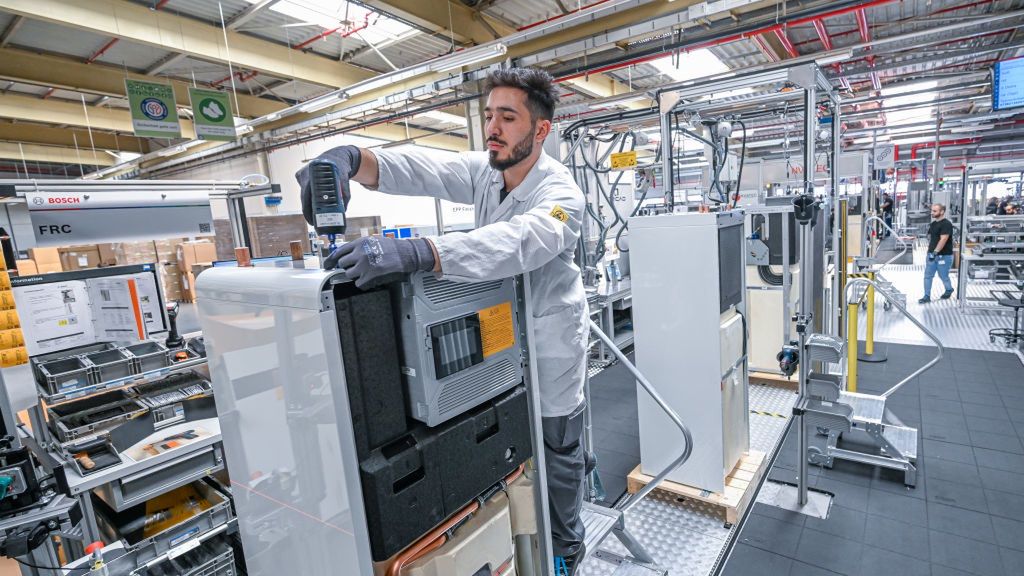 Inside Look At Heat Pump Production At Bosch Home Comfort Group
ESCHENBURG, GERMANY - APRIL 27: A worker assembles heat pumps for residential buildings at a Bosch Home Comfort Group factory on April 27, 2023 in Eschenburg, Germany. The German government, as a major part of its climate policy, is pushing homeowners to invest in heat pumps to replace fossil fuel heating systems such as those based on heating oil and natural gas. New legislation will require new residential heating systems to be based at least 65% on renewable energy systems. (Photo by Sascha Schuermann/Getty Images)
Sascha Schuermann
environmental damageclimate change