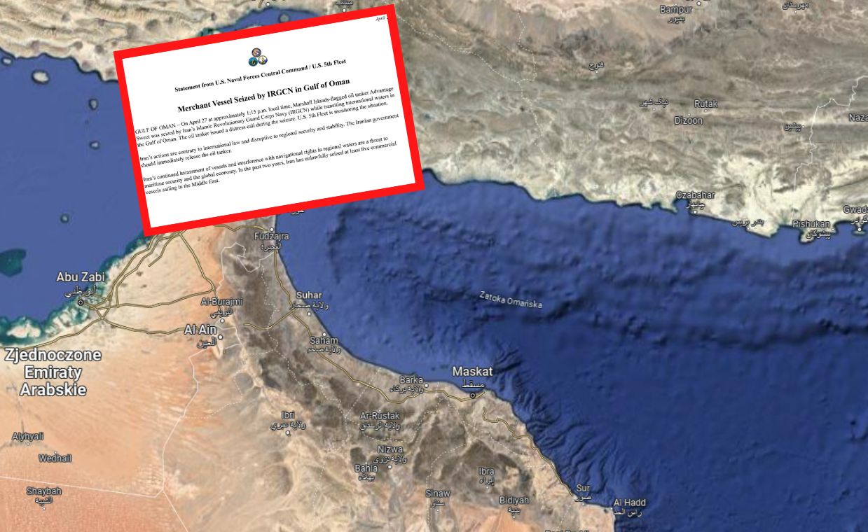 Komunikat V Floty ws. zajętego przez Iran tankowca