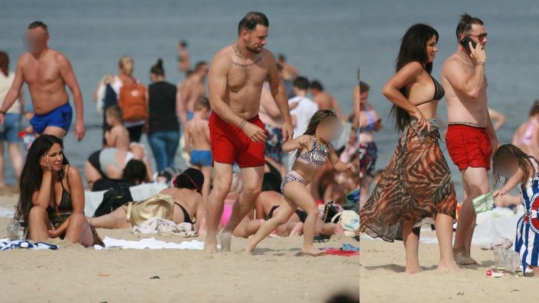 Sylwia Bomba i Grzegorz Collins na plaży