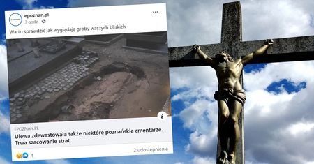 Poznań po ulewach. Upiorne zdjęcie z cmentarza