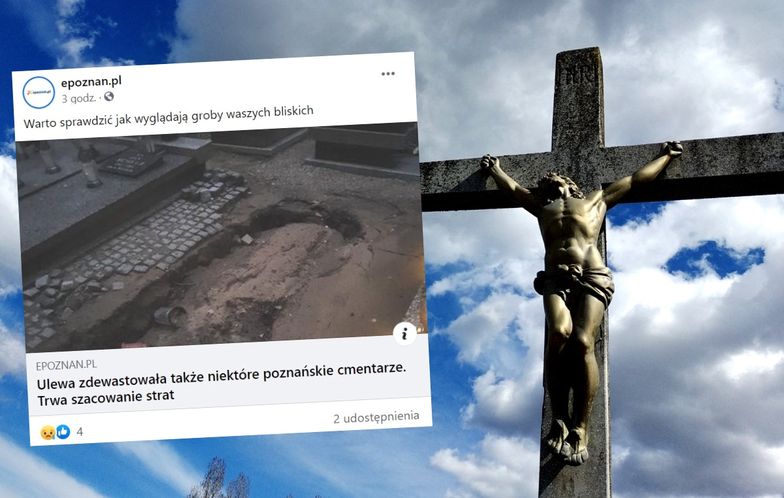 Poznań po ulewach. Upiorne zdjęcie z cmentarza