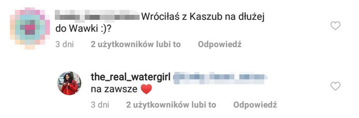 Komentarze na Instagramie Dominiki Zasiewskiej