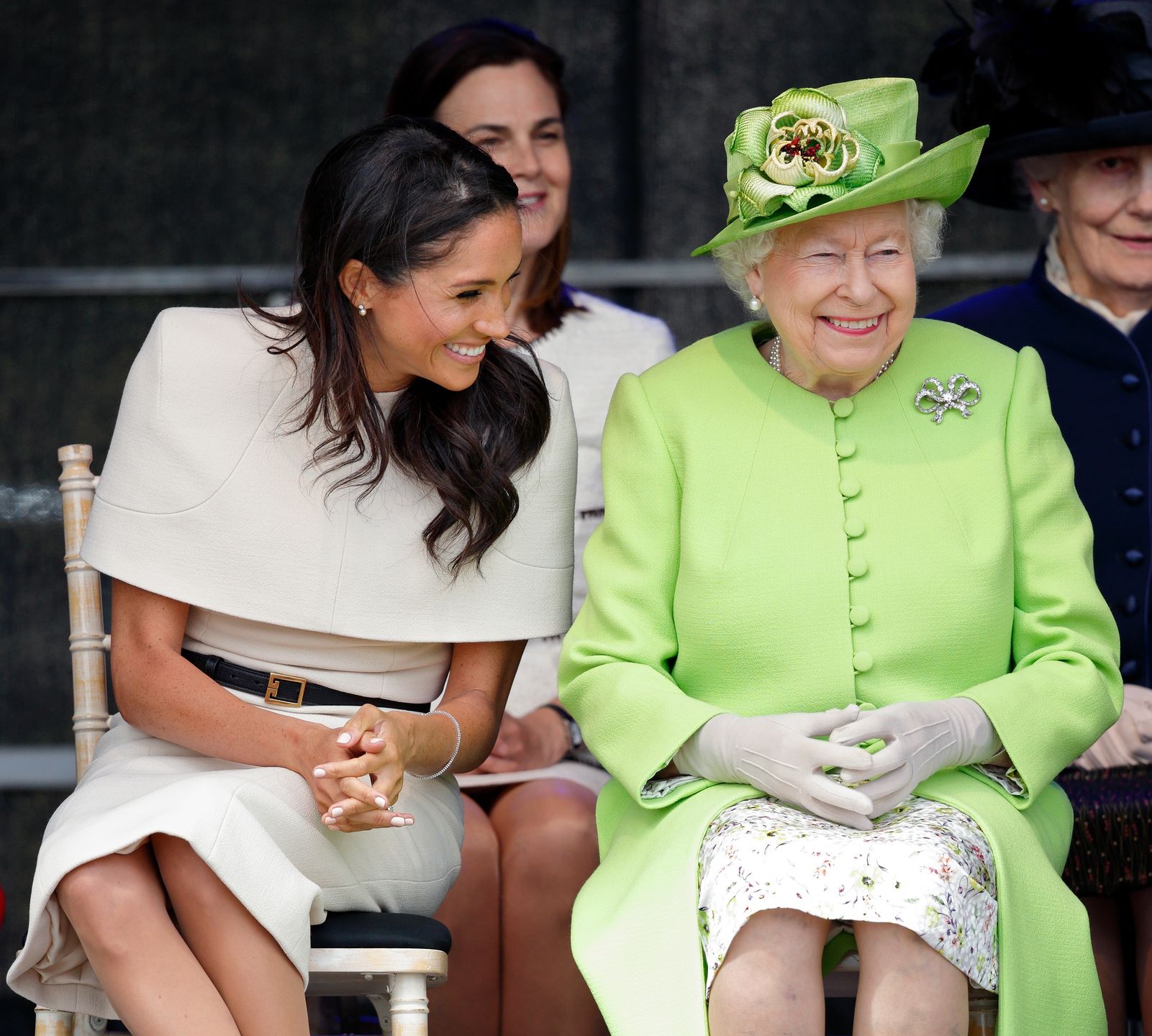Królowa Elżbieta z Meghan w 2018 roku 