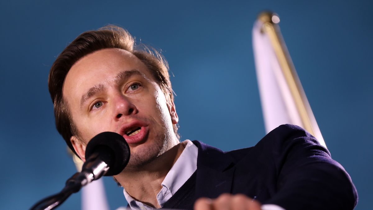 Krzysztof Bosak, Deputy Marshal of the Sejm and leader of the Confederation, participates in the election rally of Slawomir Mentzen, candidate of the Konfederacja party for the President of the Republic of Poland, at the Podgorski Market Square in Krakow, Poland, on May 16, 2025. (Photo by Klaudia Radecka/NurPhoto via Getty Images)