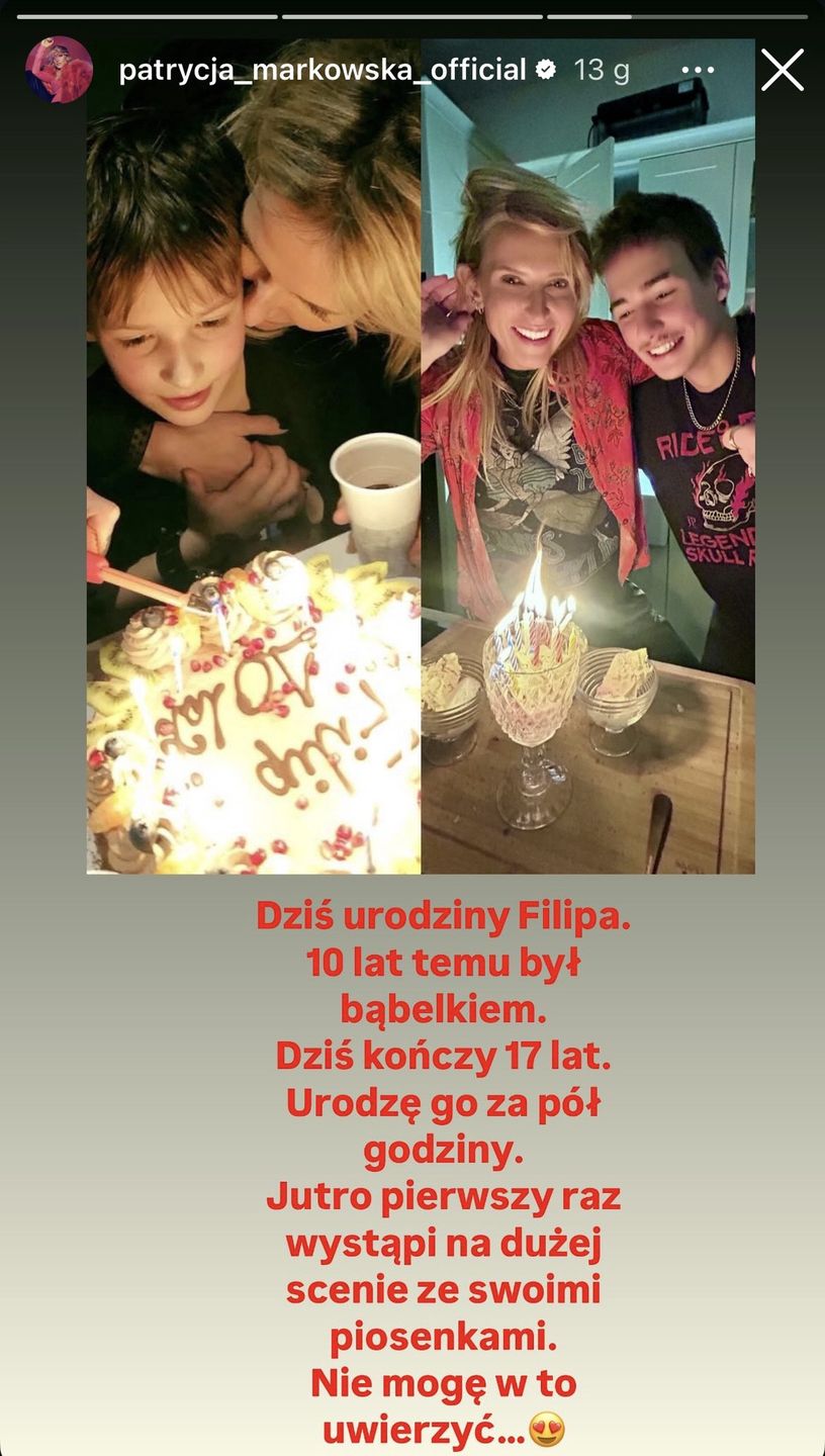 Relacja Patrycji Markowskiej z okazji urodzin syna