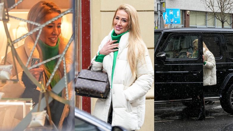Sylwia Peretti buszuje po sklepach z torebką wartą 12 TYSIĘCY ZŁOTYCH i posyła uśmiechy w drodze do Mercedesa za ponad MILION (ZDJĘCIA)
