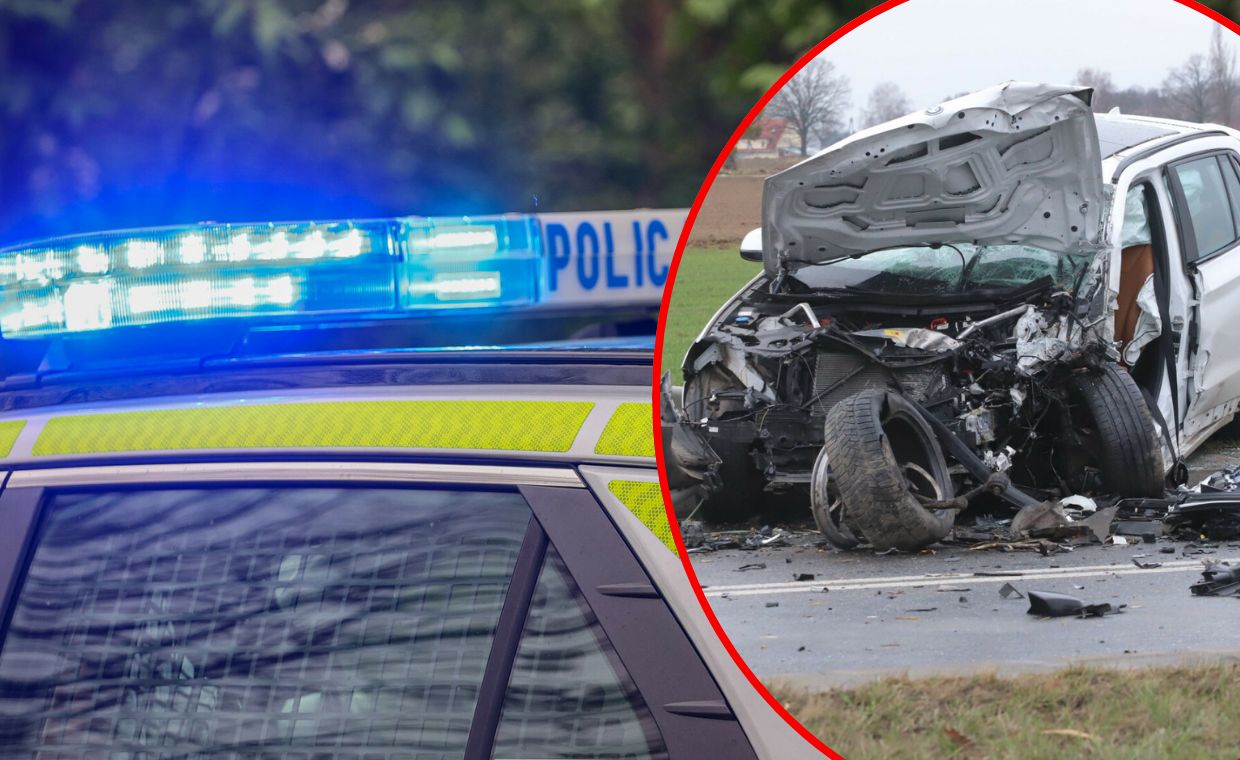 Straciła panowanie na prostej drodze. BMW roztrzaskało się na kawałki