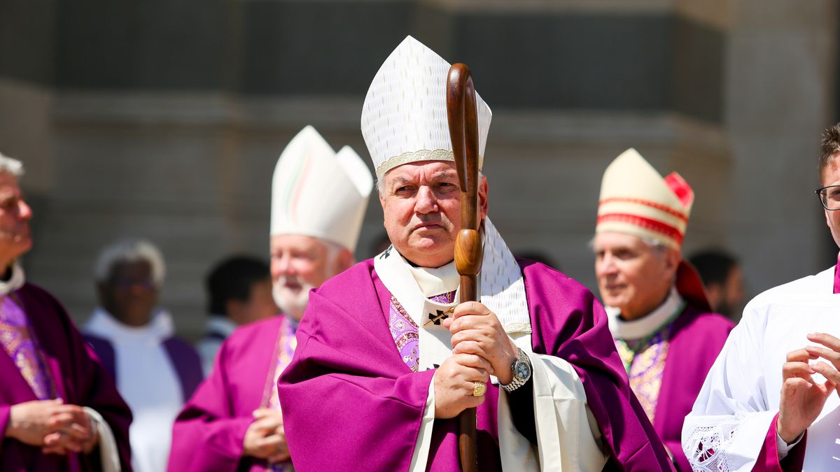 View of Cardinal of Marseille Jean-Marc Aveline during the
MARSEILLE, FRANCE - 2024/05/23: View of Cardinal of Marseille Jean-Marc Aveline during the funeral ceremony of Jean-Claude Gaudin. Jean-Claude Gaudin, the Mayor of Marseille from 1995 to 2020, passed away at his residence on May 20 at the age of 84. Cardinal Jean-Marc Aveline, the Cardinal of Marseille, presided over his funeral ceremony. (Photo by Denis Thaust/SOPA Images/LightRocket via Getty Images)
SOPA Images
funeral ceremony, mayor of marseille, la major cathedral, jean-marc aveline, died, cardinal of marseille
