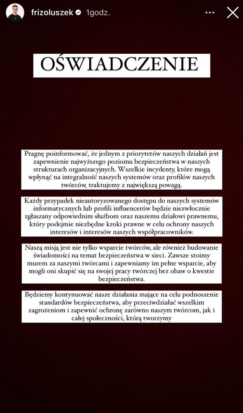 Friz wydał oświadczenie ws. wycieku z serwera Ekipy