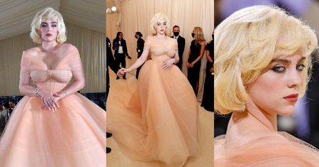 Gala MET 2021. "Dorosła" Billie Eilish przykuwa spojrzenia w kreacji Oscara de la Renty rodem ze starego Hollywood (ZDJĘCIA)