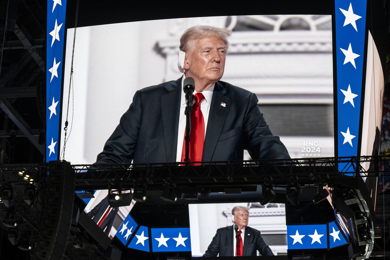 Since the failed assassination attempt on Donald Trump, the increase in the Republican's popularity has been significant Milwaukee on July 18th, 2024. (Photo by Sara Stathas for the Washington Post)