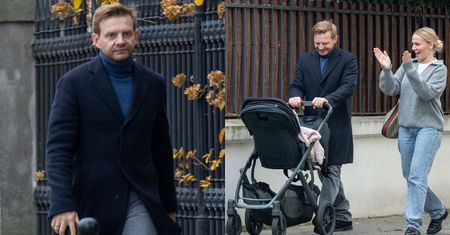 Rafał Zawierucha podjeżdża pod Ministerstwo Sprawiedliwości z nietęgą miną, a następnie mknie na spacer z żoną i córką