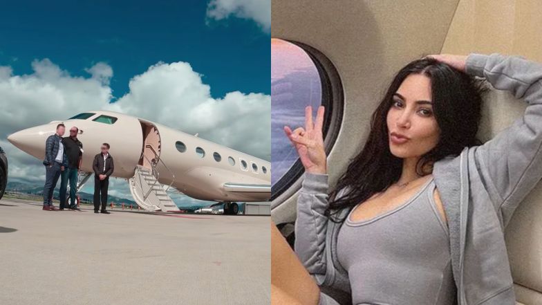 Inside Kim Kardashian's $150m private jet. From cashmere carpets to 'Skims' slippers only policy