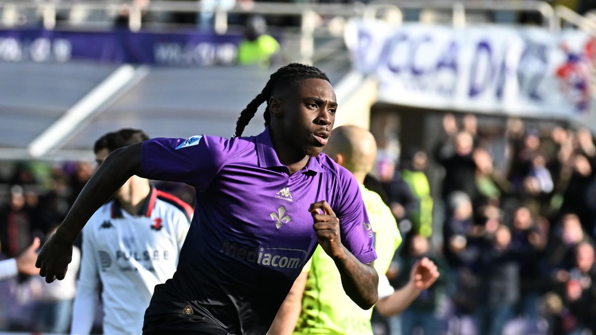 PAP/EPA / Claudio Giovannini / Moise Kean w meczu ACF Fiorentiny z Genoą CFC