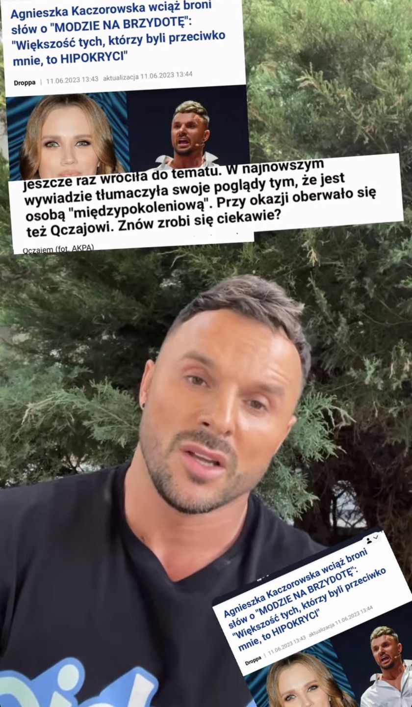 Qczaj uderzył w Agnieszkę Kaczorowską. Mówił o hipokryzji aktorki