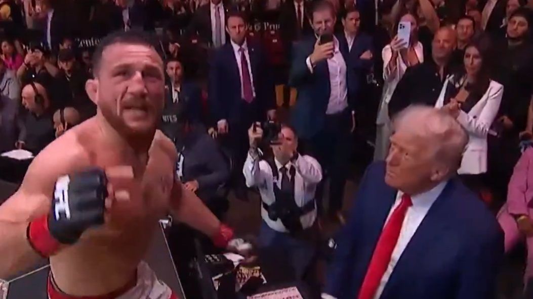 Twitter / Merab Dwaliszwili odebrał gratulacje po wygranej na UFC 316 od Donalda Trumpa 