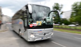 Warszawa. Protest przewoźników autokarowych w stolicy
