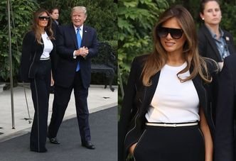 Elegancka Melania i ucieszony Donald wylatują do Paryża (ZDJĘCIA)