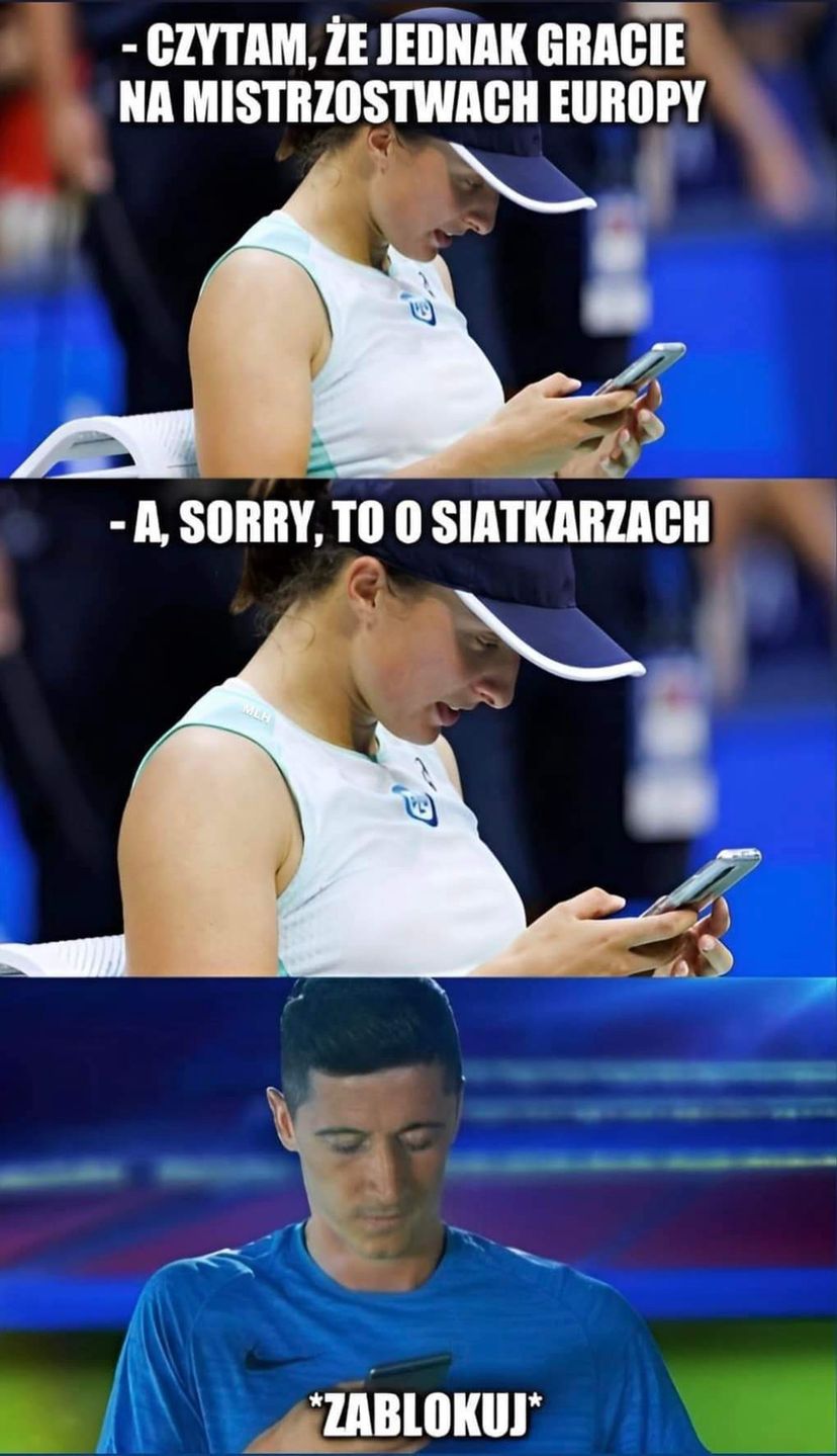 Mem z Igą Świątek i Robertem Lewandowskim