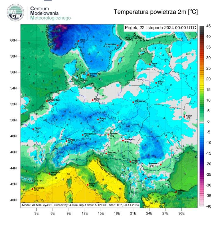   Prognoza pogody na pitek, 22 listopada