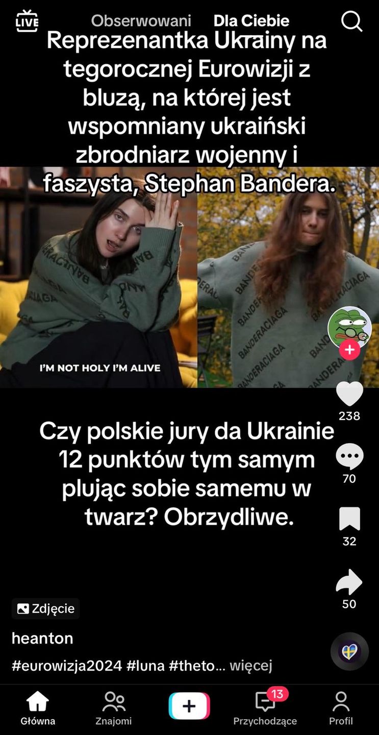 Burza wokół reprezentantki Ukrainy. Bluza "Banderaciaga"