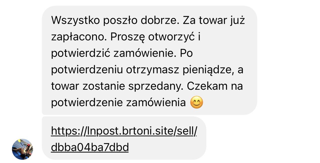 "Wszystko poszło dobrze?" Słabe, nikt tak nie pisze. Do tego ten podrabiany link