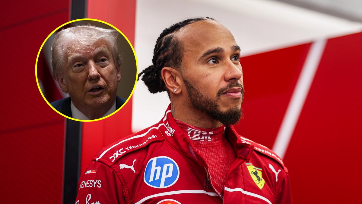 PAP / Ferrari / PAP/EPA/AL DRAGO / POOL / Na zdjęciu: Lewis Hamilton, w kółku Donald Trump