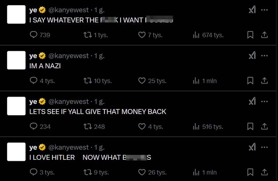 Szokujące wpisy Kanye Westa