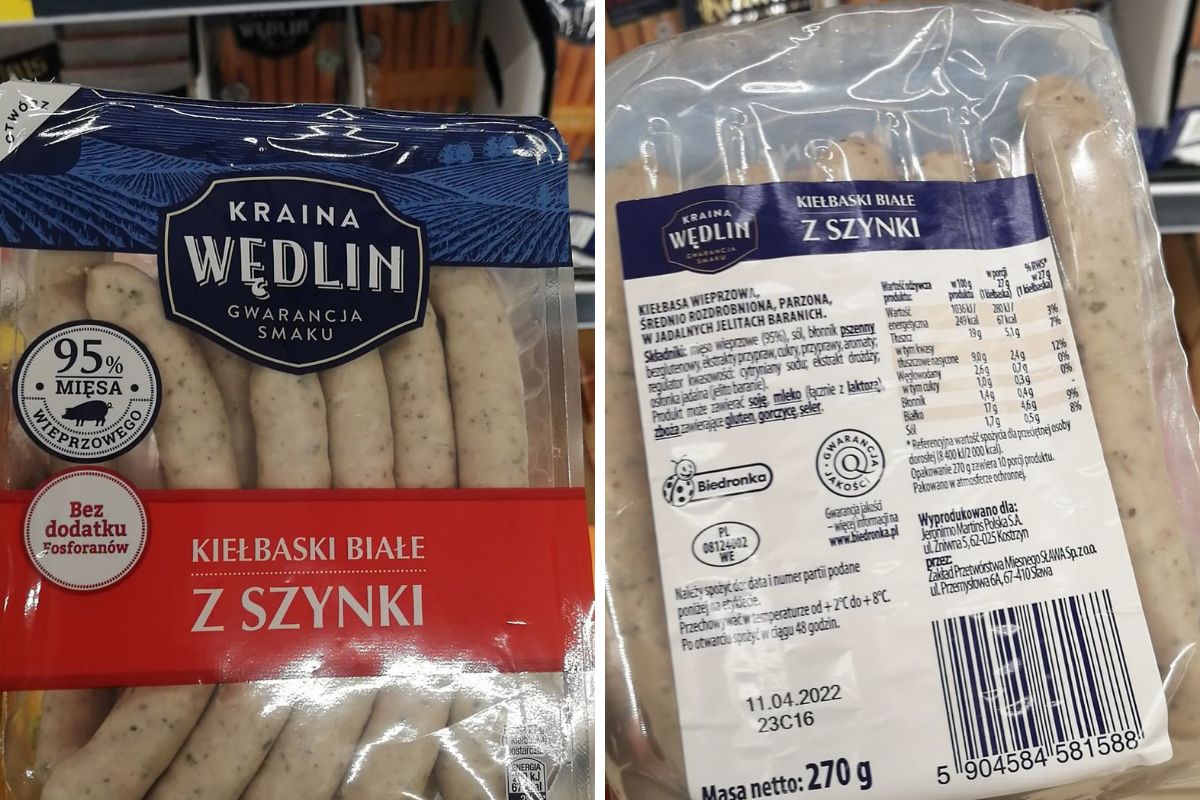 Kraina Wędlin Kiełbaski białe z szynki