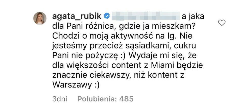 Komentarze pod postem Agaty Rubik