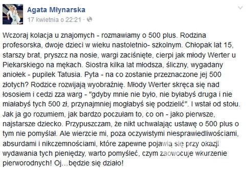 Agata Młynarska o projekcie 500 plus