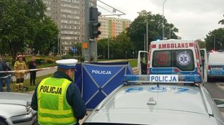 Uderzył w sygnalizator. Uszkodzony słup przewrócił się na pieszego