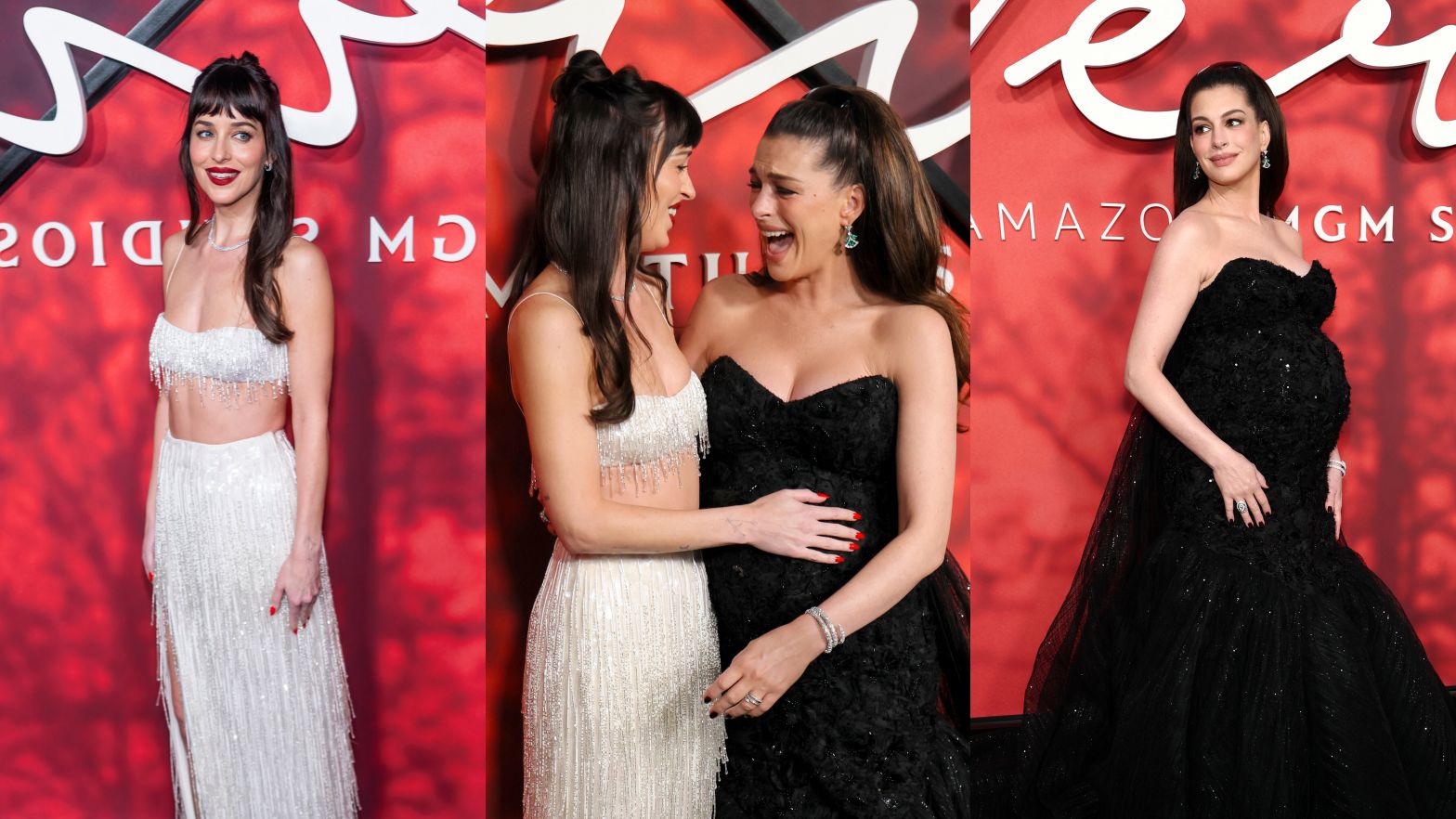 Anne Hathaway i Dakota Johnson na ściance