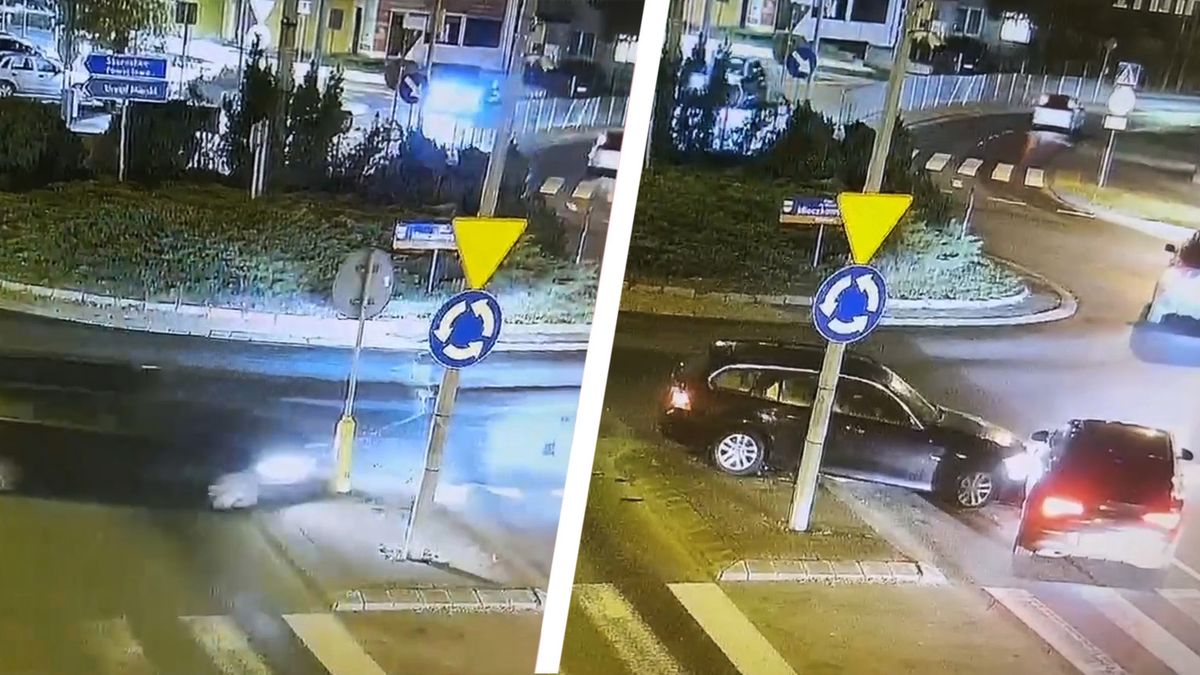 wypadek, rondo, policja Rondo było dla niego za małe. Kierowca bmw nagrany