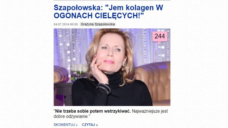 Szapołowska chciała zatrzymać czas OGONAMI CIELĘCYMI