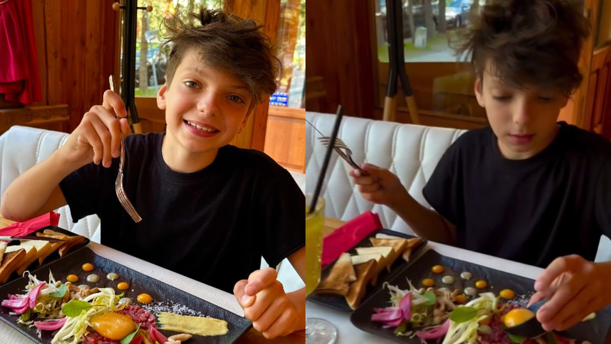 Krzysztof Rutkowski Junior zajada się pysznym tatarem