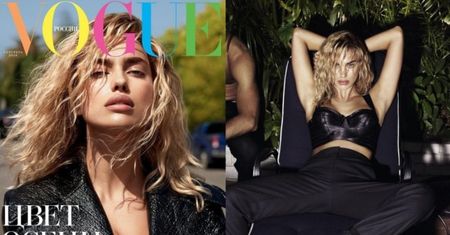 Irina Shayk w blond włosach na okłade "Vogue'a"