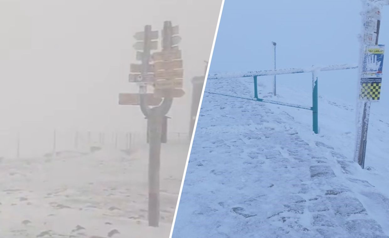 Jest nagranie ze Śnieżki. Skrajnie trudne warunki