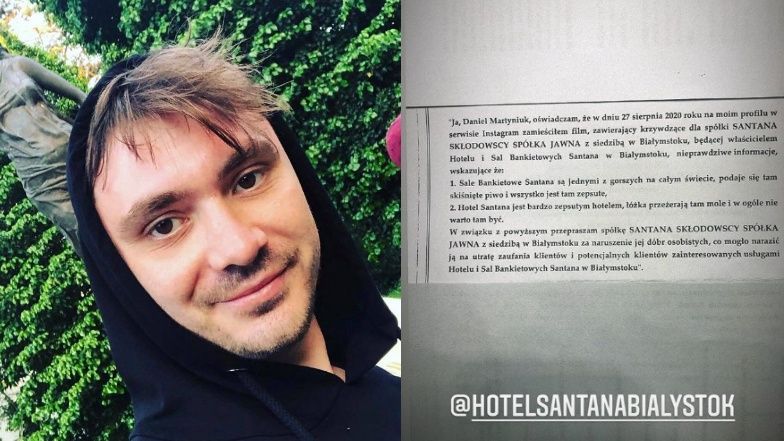 Daniel Martyniuk przeprasza za zniesławienie hotelu