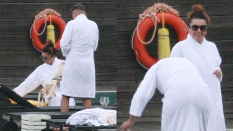 Beata Tadla z mężem w basenie